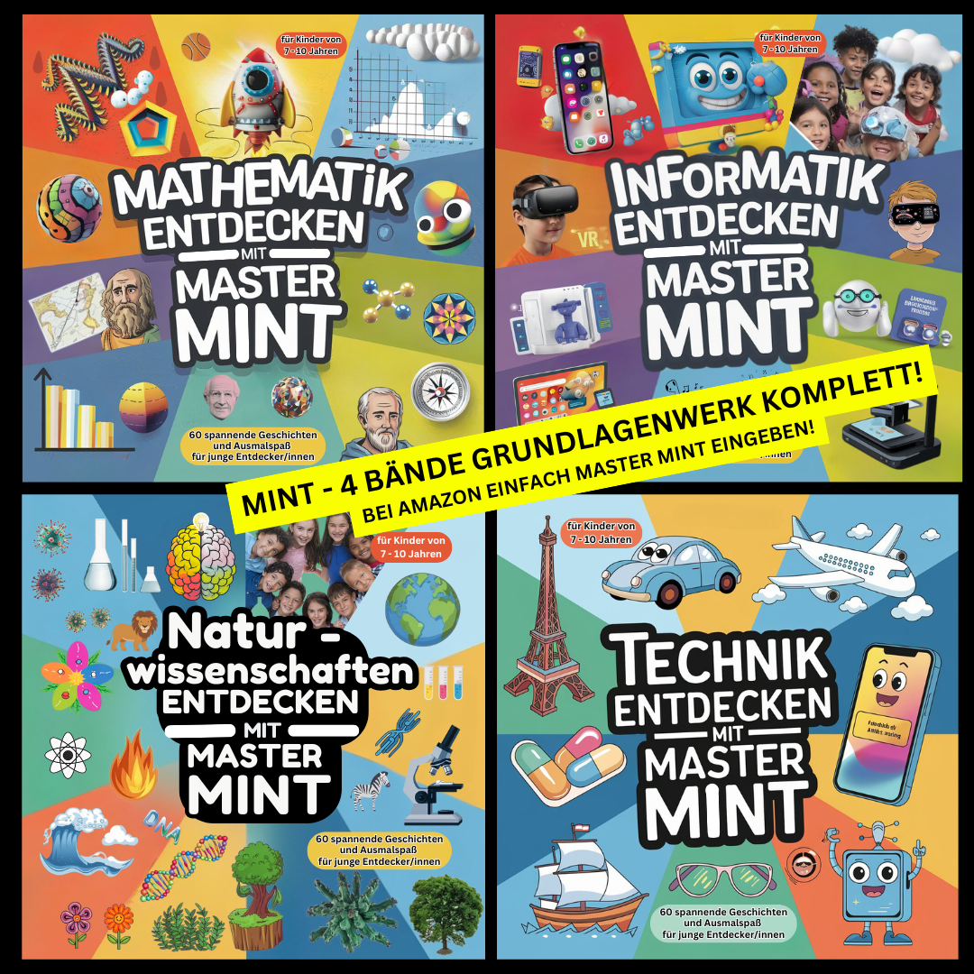 Master MINT Geschichten-Malbücher-Set (4 Bücher)